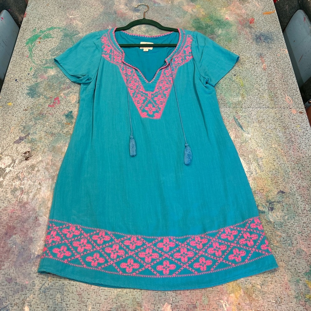 Turquoise Blue & Hot Pink Dress